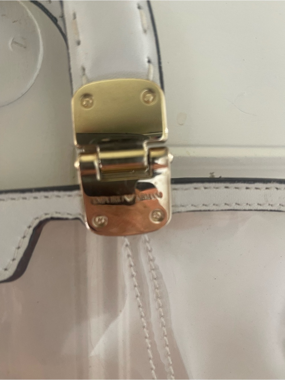 Emporio Armani Clear PVC Tote with White Trim and Gold Hardware - Picture 6 of 8